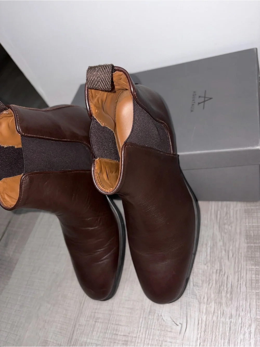 Aquatalia Men's Dark Brown Leather Chukka Boots